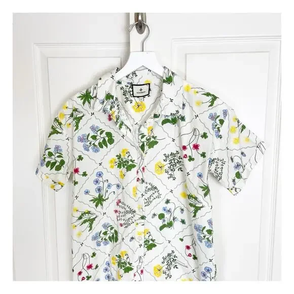 Tuckernuck Corsica Wildflower Floral Shirt Dress Short Sleeve Cotton Poplin Sz S - Picture 3 of 12